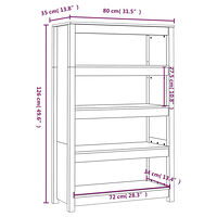 vidaXL Bokhylla honungsbrun 80x35x126 cm massiv furu