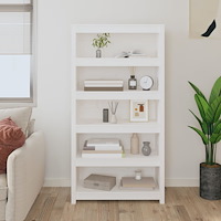 vidaXL Bokhylla vit 80x35x154 cm massiv furu