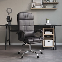 vidaXL Kontorsstol med massage grå konstläder