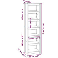 vidaXL Bokhylla 50x35x183 cm massiv furu