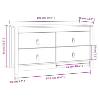 vidaXL Sidoskåp vit 100x40x54 cm massiv furu