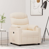 vidaXL Elektrisk reclinerfåtölj gräddvit tyg