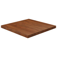 vidaXL Fyrkantig bordsskiva mörkbrun 70x70x4cm behandlad massiv ek