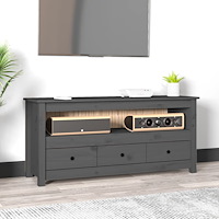 vidaXL Tv-bänk grå 114x35x52 cm massiv furu