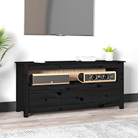 vidaXL Tv-bänk Svart 114x35x52 cm massiv furu