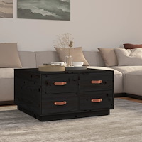 vidaXL Soffbord svart 80x80x45 cm massiv furu