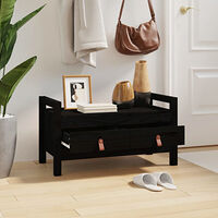 vidaXL Skobänk svart 80x40x43 cm massiv furu