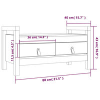 vidaXL Skobänk svart 80x40x43 cm massiv furu