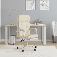 vidaXL Kontorsstol gräddvit konstläder
