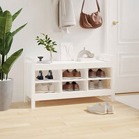 vidaXL Skobänk vit 110x40x60 cm massiv furu