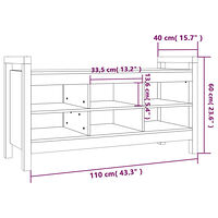 vidaXL Skobänk vit 110x40x60 cm massiv furu