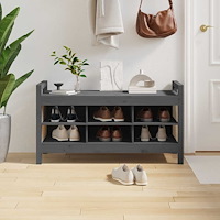 vidaXL Skobänk grå 110x40x60 cm massiv furu