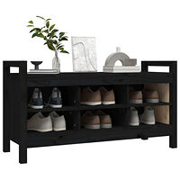 vidaXL Skobänk svart 110x40x60 cm massiv furu