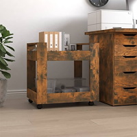 vidaXL Skrivbordsvagn rökfärgad ek 60x45x60 cm konstruerat trä