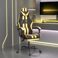 vidaXL Snurrbar gamingstol med fotstöd svart och guld konstläder