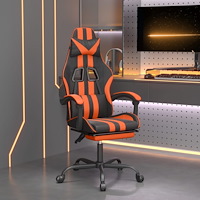 vidaXL Snurrbar gamingstol med fotstöd svart och orange konstläder
