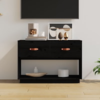 vidaXL Tv-bänk svart 90x40x60 cm massiv furu
