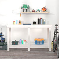 vidaXL Skobänk vit 140x50x80 cm massiv furu