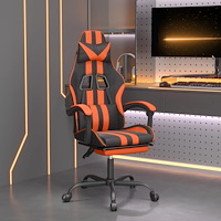 vidaXL Gamingstol med fotstöd svart och orange konstläder