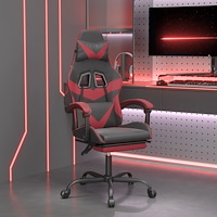 vidaXL Gamingstol med fotstöd svart och vinröd konstläder