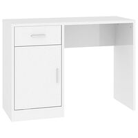 vidaXL Skrivbord lådor & skåp vit högglans 100x40x73cm konstruerat trä
