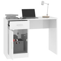 vidaXL Skrivbord lådor & skåp vit högglans 100x40x73cm konstruerat trä