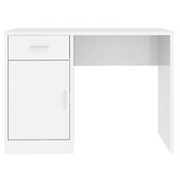 vidaXL Skrivbord lådor & skåp vit högglans 100x40x73cm konstruerat trä