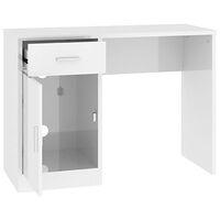 vidaXL Skrivbord lådor & skåp vit högglans 100x40x73cm konstruerat trä