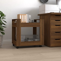vidaXL Skrivbordsvagn brun ek 60x45x60 cm konstruerat trä