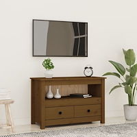 vidaXL Tv-bänk honungsbrun 79x35x52 cm massiv furu