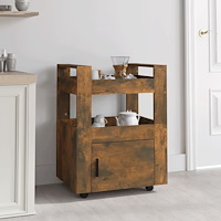 vidaXL Köksvagn rökfärgad ek 60x45x80 cm konstruerat trä