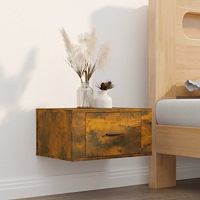 vidaXL Väggmonterat sängbord rökfärgad ek 50x36x25 cm