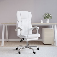 vidaXL Kontorsstol vit konstläder