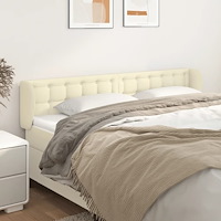 vidaXL Sänggavel med kanter gräddvit 183x23x78/88 cm konstläder