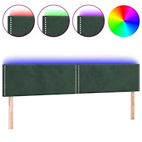 vidaXL Sänggavel LED mörkgrön 160x5x78/88 cm sammet