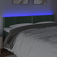 vidaXL Sänggavel LED mörkgrön 160x5x78/88 cm sammet
