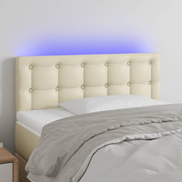 vidaXL Sänggavel LED gräddvit 90x5x78/88 cm konstläder