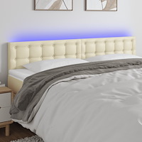 vidaXL Sänggavel LED gräddvit 160x5x78/88 cm konstläder