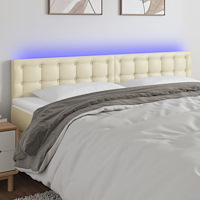 vidaXL Sänggavel LED gräddvit 180x5x78/88 cm konstläder