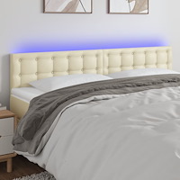 vidaXL Sänggavel LED gräddvit 200x5x78/88 cm konstläder