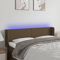 vidaXL Sänggavel LED mörkbrun 147x16x78/88 cm tyg