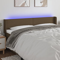 vidaXL Sänggavel LED mörkbrun 163x16x78/88 cm tyg