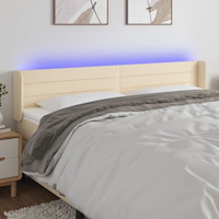 vidaXL Sänggavel LED gräddvit 183x16x78/88 cm tyg