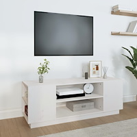 vidaXL Tv-bänk vit 110x35x40,5 cm massiv furu