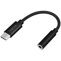 LogiLink USB-C 3,5mm-ljudadapter m DAC 13cm nylonkabel