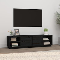 vidaXL Tv-bänk svart 156x40x40 cm massiv furu