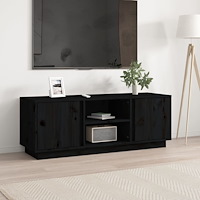 vidaXL Tv-bänk svart 110x35x40,5 cm massiv furu