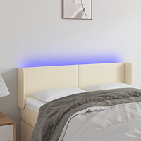 vidaXL Sänggavel LED gräddvit 147x16x78/88 cm konstläder