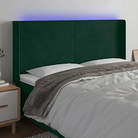 vidaXL Sänggavel LED mörkgrön 203x16x118/128 cm sammet