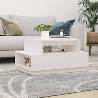 vidaXL Soffbord vit 80x55x40,5 cm massiv furu